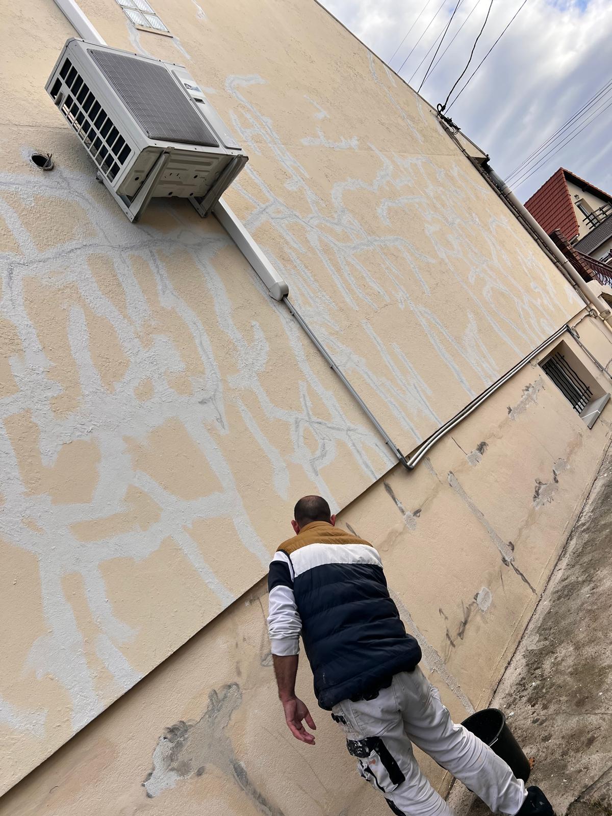 fissures pignon maison avant Entreprise BAUD renovation placo ba 13 peinture mur avant